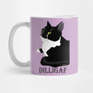 Cute Tuxedo Cat DILLIGAF Attitude Mug